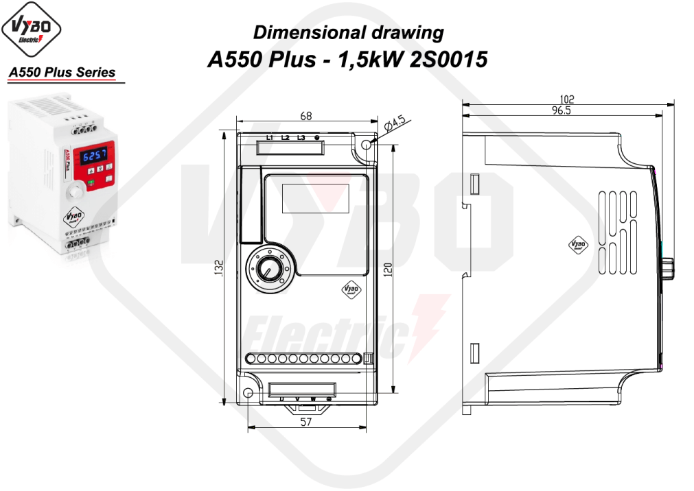 dimensional drawing A550 Plus 2S0015