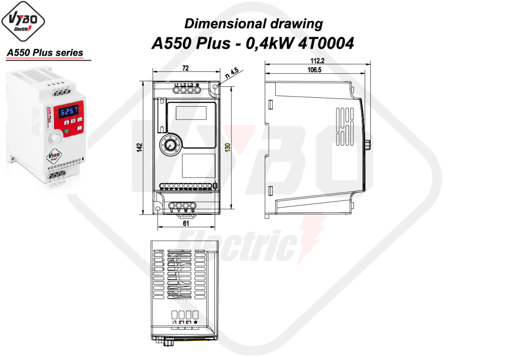 dimensional drawing A550 Plus 4T0004