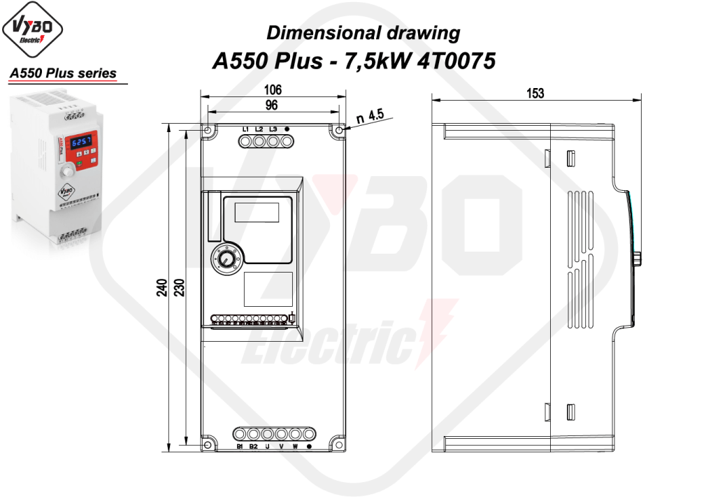 dimensional drawing A550 Plus 4T0075