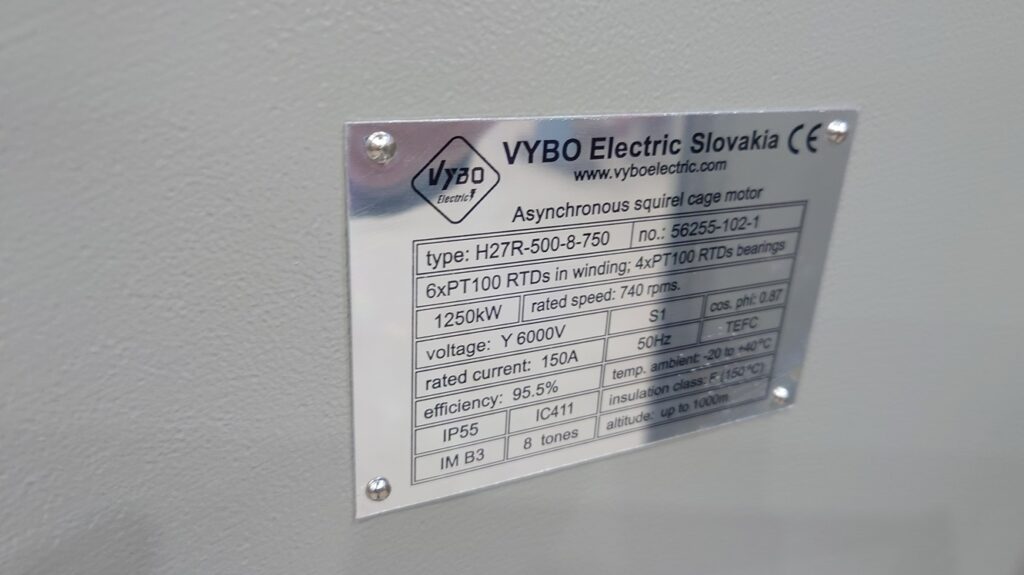 Mittelspannungsmotor mit Kupferstabrotor H27R-500/630-8 1250 kW für Steinkohlemühle